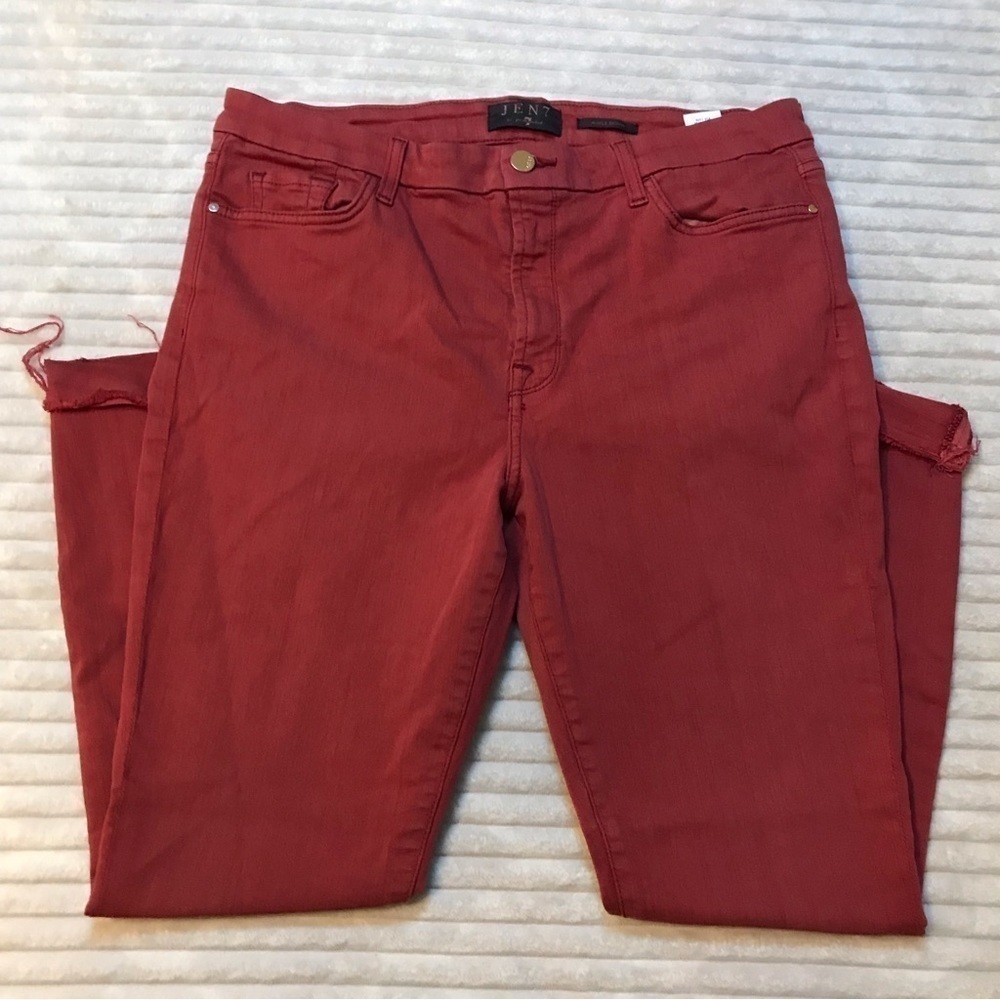 Jen7 7 For All Mankind Crimson Red Ankle Skinny Jeans Women’s Size 12 31 large - Picture 6 of 10